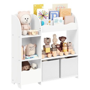 SONGMICS Toy and Book Organizer for Kids, Kids Bookshelf and Toy Storage, Storage Organizer with 2 Storage Boxes - 1 of 4