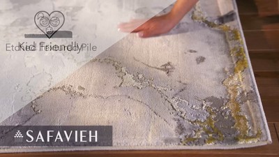 Craft Grey and Gold Abstract Synthetic Area Rug, 5'3" x 7'6"