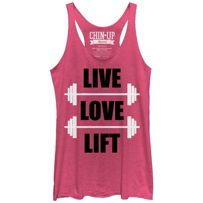 Women's Chin Up Live Love Lift Racerback Tank Top : Target