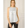 Allegra K Women's Party Shiny Sleeveless Club Metallic Tank Top Light Silver  Medium : Target