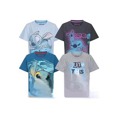 Disney Stitch Boys 4 Pack T-Shirts for Big Kids - Multicolor, Size 12