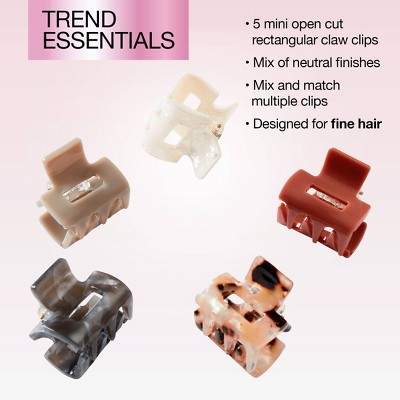 scunci Mini Claw Clips - Neutral Solids and Patterns - Fine Hair - 5pcs - image 5