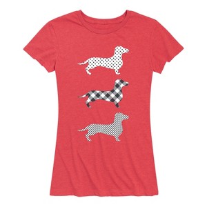 Women's - Instant Message - Patterned Dachshunds Short Sleeve Graphic T-Shirt - 1 of 4