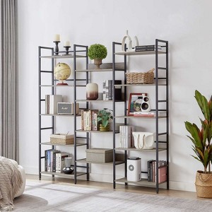 KTMBDW Triple Column 5 Tier Bookshelf, Bookcase with 14 Open Display Shelves, Industrial Bookshelves for Bedroom, Living Room and Home Office - 1 of 4