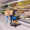 2-Tier Folding Grocery Cart, 198 lb Capacity Collapsible Shopping Trolley with Wheels & Removable Crate, Foldable Cart for Market/Mall, Blue - 2 of 4