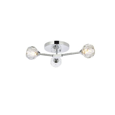 Elegant Lighting Zayne 3 Light Flush Mount in Chrome