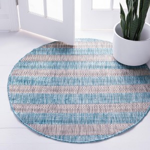 Unique Loom Outdoor Striped Distressed Stripe Striped Woven Area Rug - 1 of 4