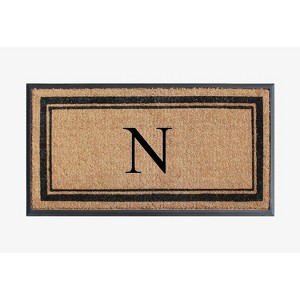 A1HC Natural Rubber Coir Outdoor Doormat 24x48 Monogrammed Anti-Shed Treated Durable Front Door Mat - 1 of 4