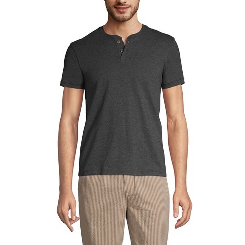 Lands End Men s Tall Short Sleeve Super t Henley Medium Tall Dark Charcoal Heather Target