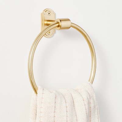 Classic Brushed Gold Aluminum and Zinc Towel Ring