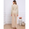 Allegra K Women Striped Round Neck Hollow Long Sleeve Regular Fit Casual Fall Winter Trendy Sweater - 3 of 4