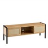 CAVINAS Rattan TV Stand with Variable Color Light Strip Entertainment Center with Adjustable Shelf Media Console - 4 of 4