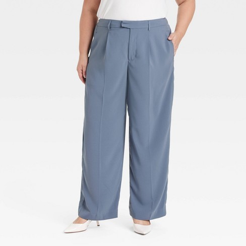 Blue striped trousers women's online