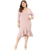 Agnes Orinda Women's Plus Size Cocktail V-neck Wrap Ruffled Midi Bodycon Dresses - 2 of 4