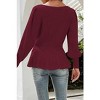 Coolmee Women's Fall Puff Sleeve Peplum Casual Slim Fit Knit Pullover Sweater Jumper Tops - 4 of 4