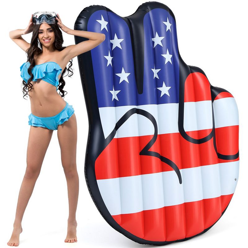 Whizmax Inflatable Pool Floats - American Flag Pool Float for Adults Kids, USA Lounger Raft, 3 of 6