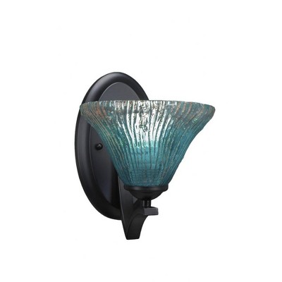 Toltec Lighting Zilo 1 - Light Sconce in  Matte Black with 7" Teal Crystal Shade