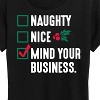 Women's - Instant Message - Mind Your Business Funny Christmas Short Sleeve Graphic T-Shirt - 2 of 4