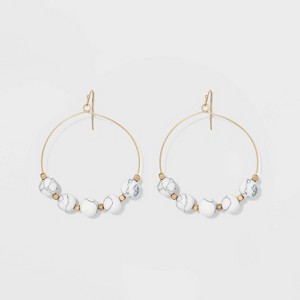 Bead Hoop Earrings - Universal Thread White/Gold, Women