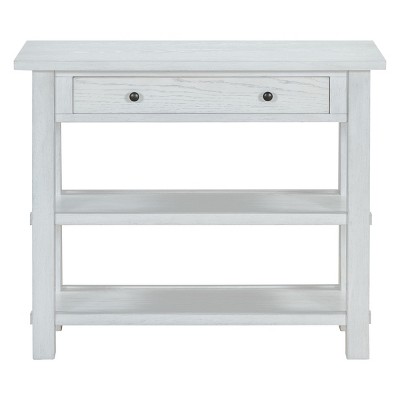 GlasFlength Console Tables Retro Entryway Table with Drawer and Shelves Elegant Design for Living Room Hallway, White, 36"*14"*30.5"