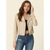 Allegra K Women's Notched Lapel Zip Up Long Sleeve Motorcycle Corduroy Jacket - 2 of 4