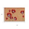 HomeRoots 24" X 36" Natural And Red Coir Floral Outdoor Door Mat - 3 of 4