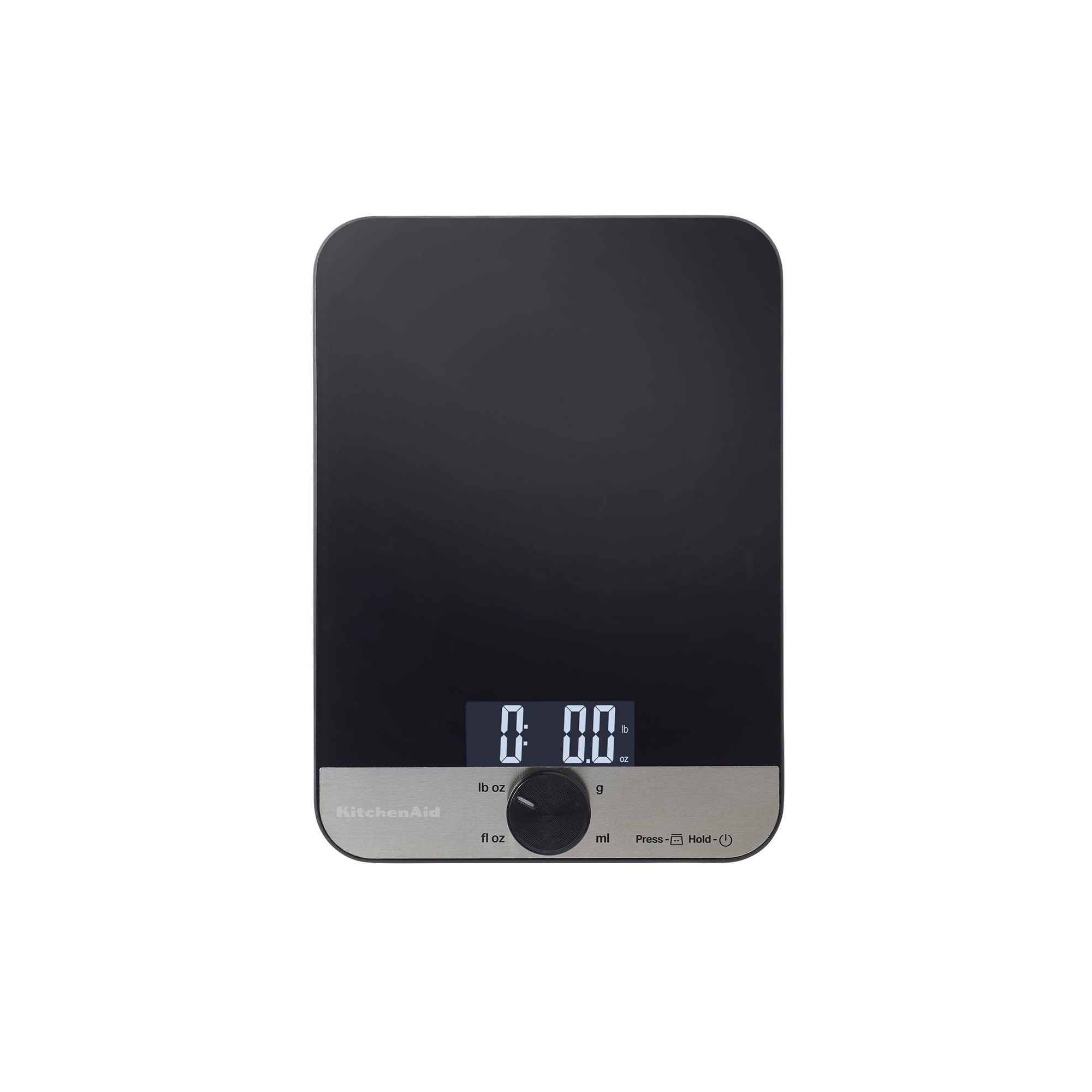 KitchenAid 11lb Glass Surface Digital Kitchen Food Scale Black: LCD Display, Battery-Powered, 11lb Capacity