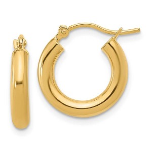 Black Bow Jewelry 3mm Round Hoop Earrings in 14k Yellow Gold, 16mm (5/8 Inch) - 1 of 4