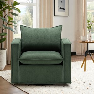 ELJGET 360° Rotatable Single Sofa Chair, Modern Living Room Accent Chair with Soft Cushion & Backrest Pillow, Comfy Upholstered Lounge Seat, Green - 1 of 4