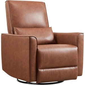 Acekool Swivel Recliner Chair with Steel Base, 360 Degree Rocker Recliner with Footrest, PU Upholstered Lounge Chair for Living Room Bedroom Nursery - 1 of 4