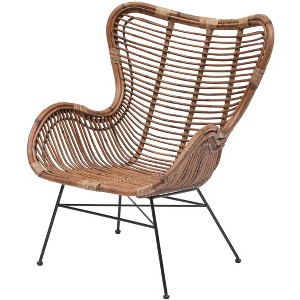 Nordlys Metal and Natural Rattan Armchair Exotic Boho Living Room - 1 of 4
