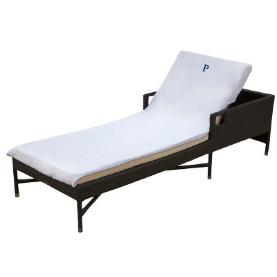 Monogrammed Patio Cotton Chaise Lounge Chair Slipcover by Blue Nile Mills