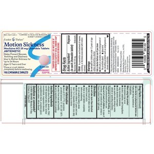 Foster & Thrive Motion Sickness Meclizine HCl 25mg Chewable Tablets Raspberry, 100 Ct - 1 of 1