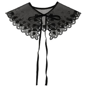 INSPIRE CHIC Women's Semi-Sheer Embroidery Neck Ruff Detachable Fake Dickey Collar Little Shawl 1 Pc - 1 of 4
