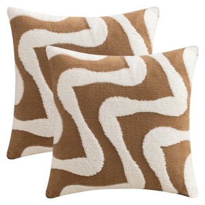 REGALWOVEN Snowflake Fleece Throw Pillow Cover with Wavy Pattern Modern Pillowcase for Sofa Couch Living Room Home Decor 2 Pcs - 1 of 4