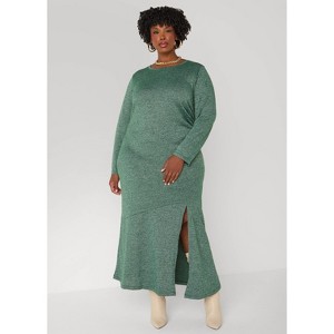 Women's Gathered Marled T Shirt Maxi Dress - Size 14/16, Green - Ashley  Stewart : Target