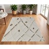 Ivory Taupe and Brown Wool Geometric Hand Tufted Area Rug - 2 of 4