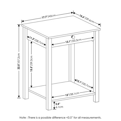 Rustic Oak Compact Rectangular Side Table with Storage Drawer