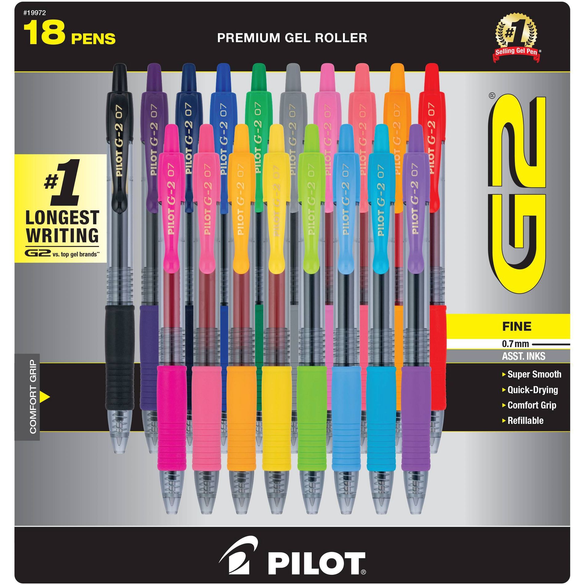 Pilot 18pk G2 Gel Pens Fine Point 0.7mm Assorted Inks