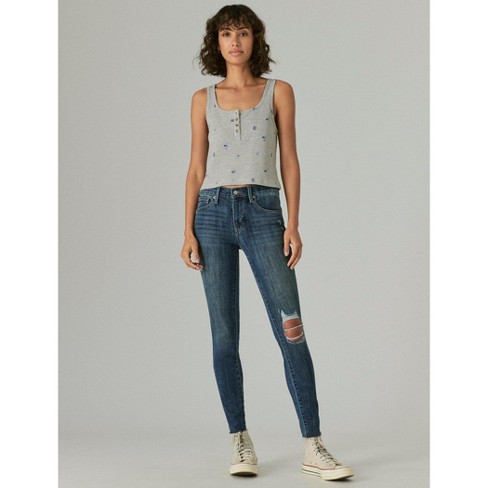 Lucky Brand Women's Mid Rise Ava Skinny Destruct Jean : Target