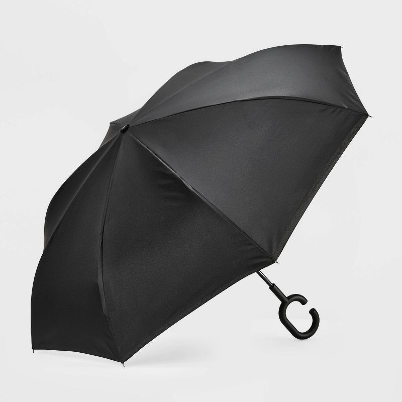 ShedRain UnbelievaBrella Reverse Opening Stick Umbrella - Black/White, 1 of 6