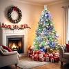 6.5FT Pre-Lit Artificial Christmas Tree, Snow Flocked Xmas Tree with 800 Branch Tips & 300 Colorful Lights and Foldable Stand, for Home Party - 2 of 4