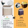VYNXARIA Laundry Hamper With Lid PE Rattan Powder Coating Frame Clothes Hampers with 02 Removable Bags, Wheels, 160L, Gray Color - 4 of 4