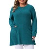 Women's Plus Size Crew Neck Long Sleeve Ribbed Knit Casual Loose Pullover Sweater with Pocket - Agnes Orinda - 2 of 4