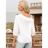 INSPIRE CHIC Women's Asymmetrical Sweetheart Neck Off One Shoulder 3/4 Sleeve Office Blouses - 3 of 4