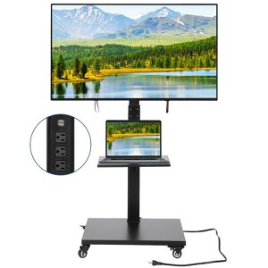 Mobile TV Stand with Power Outlet - Tilt & 360° Swivel Rolling, Height Adjustable TV Cart Trolley on Wheels for 32-75 Inch TVs, Holds Up to 110lbs - 1 of 4