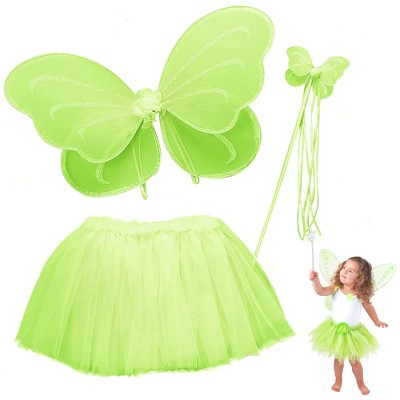 Butterfly Craze Fairy Princess Tutu Costume Set - Includes Glittery Sparkle Wings, Tutu Skirt, & Wand for Girls' Dress Up