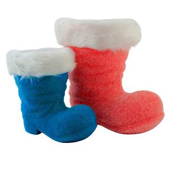 ONE HUNDRED 80 DEGREE 7.75 In Flocked Boots Fur Topped Colorful Figurines