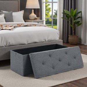 FONTOI 30/35/43/47 Inch Storage Ottoman Bench Foot Rest Storage Chest with Abundant Storage End of Bed Bench for Living Room Bedroom Entryway, Gray - 1 of 4