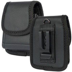 Nakedcellphone Pouch for Motorola RAZR and RAZR+ and RAZR Ultra 2025/2024/2023/2020 - Metal Clip, Magnetic Closure, Belt Harness, Black Leather - 1 of 4